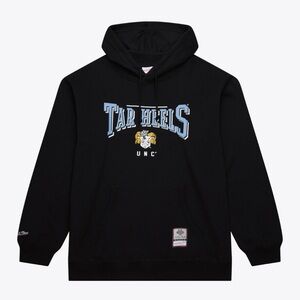 Mitchell & Ness UNC North Carolina Tar Heels Vintage Logo Black Hoodie Sz L NWT